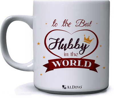 alDivo Gift To The Best Hubby In The World Printed Ceramic Coffee Mug(350 ml)