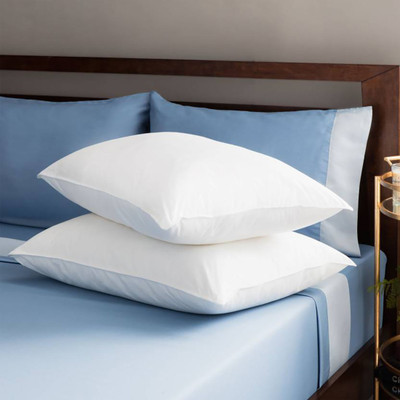 AVI Microfibre Solid Body Pillow Pack of 2(White)