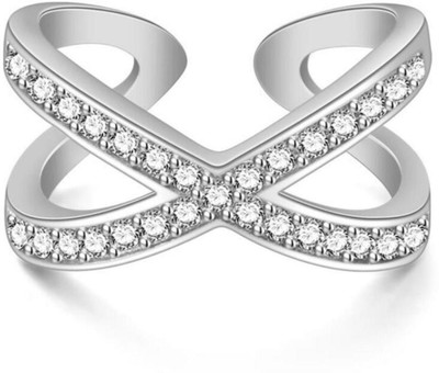 MYKI Cubic Zircon Adjustable Ring For Women & Girls Stainless Steel Swarovski Crystal Sterling Silver Plated Ring