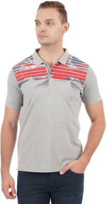 Pepe Jeans Striped Men Polo Neck Grey T-Shirt