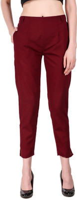 Q-Rious Regular Fit Women Maroon Trousers