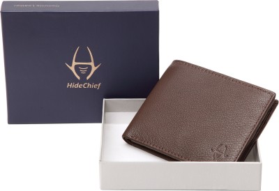 HideChief Men Casual Brown Genuine Leather Wallet(10 Card Slots)