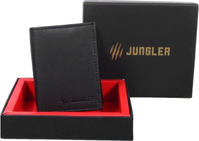 Jungler Men Casual Black Genuine Leather Wallet(7 Card Slots)