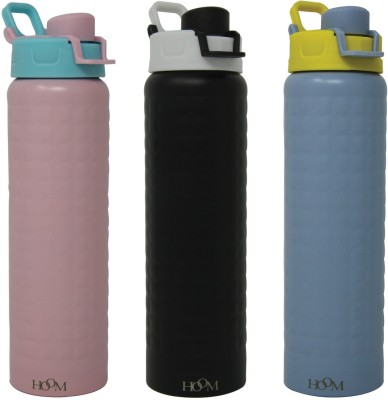 HOOM HIGH QUALITY STAINLESS STEEL INSULATED BOTTLE - HMZNSB 032-HM [3PCS] 580 ml Flask(Pack of 3, Multicolor, Steel)
