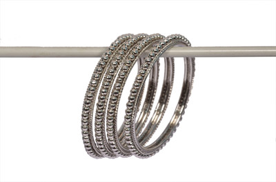 smr jewels Metal Rhodium Bangle Set(Pack of 4)