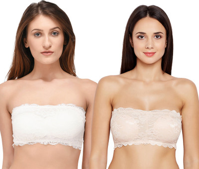 Zed Women Bandeau/Tube Lightly Padded Bra(White, Beige)