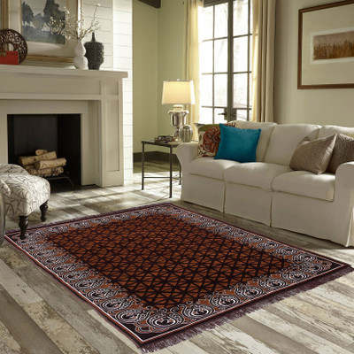 Zesture Brown Chenille Carpet(4 ft,  X 7 ft, Rectangle)
