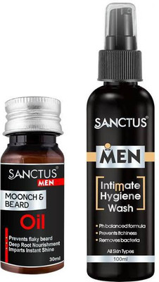 

SANCTUS Moonch & Beard OIL & Intimate Hygiene Wash For Men Combo (30ml + 100ml)(Set of 2)