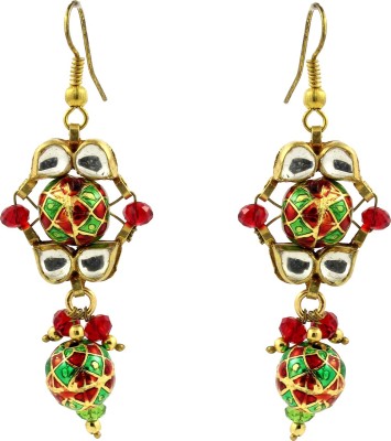 Be You Kundan Meena Work Cubic Zirconia Brass Drops & Danglers