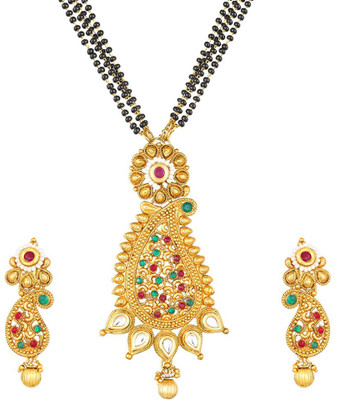 LUXOR Alloy Gold-plated Green, Red Jewellery Set(Pack of 1)