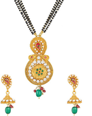 LUXOR Alloy Gold-plated Green, Red Jewellery Set(Pack of 1)