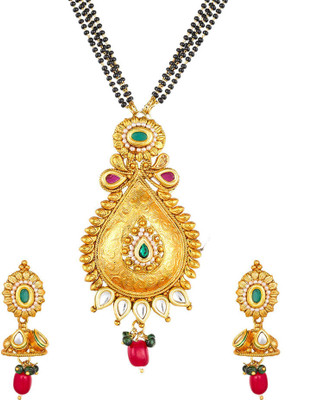 LUXOR Alloy Gold-plated White, Green, Pink Jewellery Set(Pack of 1)
