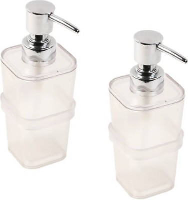 SSSE Set of 2 Unbreakable Super Clear (Clear) 250 ml Gel, Lotion, Conditioner, Soap, Shampoo Dispenser(Clear)
