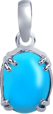 PRATISHTHA 3.25 Ratti Natural Certified Turquoise (Firoza) Silver Ring for Men & Women/ Silver Turquoise Stone Pendant