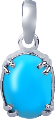 PRATISHTHA 12.25 Ratti Natural Certified Turquoise (Firoza) Silver Silver Turquoise Stone Pendant