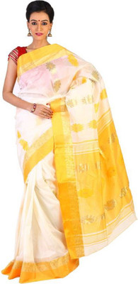 BRISHTI CREATIONS Embellished Chanderi Tussar Silk Saree(Yellow)