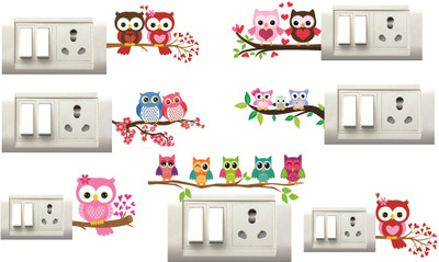 STICKER STUDIO 25 cm TREE OWL Reusable Sticker(Pack of 7)