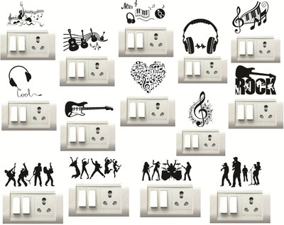 STICKER STUDIO 25 cm MUSIC INSTRUMENTS Reusable Sticker(Pack of 14)