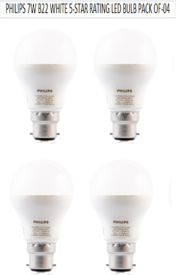 PHILIPS 7 W Basic Standard B22 LED Bulb(White, Pack of 4)
