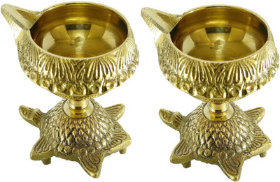 Shriram Traders Brass Kuber Diya/ Lamp By Shriram Traders- Pack of 2 Brass (Pack of 2) Table Diya Set(Height: 2.6 inch)