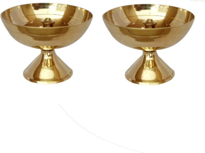 Shriram Traders Brass Akhand Jyoti Diya/ Lamp By Shriram Traders- Pack of 2 Brass (Pack of 2) Table Diya(Height: 1.75 inch)