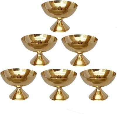 Shriram Traders Brass Akhand Jyoti Diya/ Lamp By Shriram Traders- Pack of 6 Brass (Pack of 6) Table Diya Set(Height: 1.75 inch)