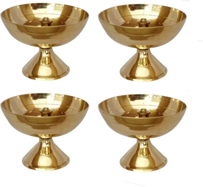 Shriram Traders Brass Akhand Jyoti Diya/ Lamp By Shriram Traders- Pack of 4 Brass (Pack of 4) Table Diya Set(Height: 1.75 inch)
