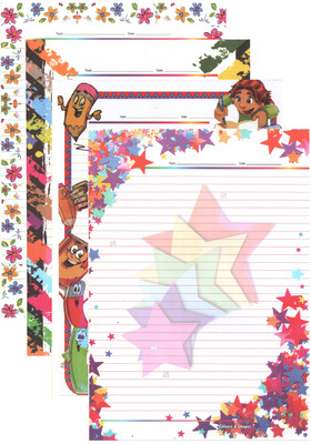 MAJESTIC BASKET Premium High Quality ART & CRAFT DESIGNER SHEETS FOR PROJECT / ASSIGNMENT / HOMEWORK ETC [Pack of 40 sheets with 4 different styles] One Side Ruled Lines A4 80 gsm A4 paper(Set of 1, Multicolor)