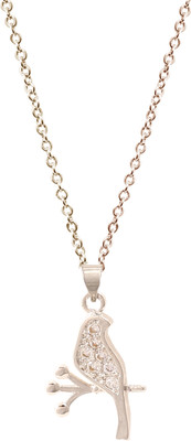 Dharam Enterprises Silver Cubic Zirconia Stainless Steel Pendant Set