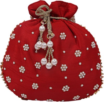 KUBER INDUSTRIES Silk 1 Piece Women Potli Bag (Maroon) -CTKTC7257 Potli