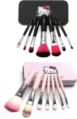 ELITEWAVE A 7-piece Hello Kitty makeup brush set pink and black combo(Pack of 6)