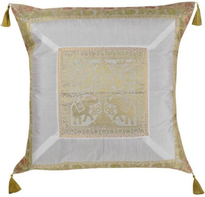 Lal Haveli Silk Cushions & Pillows Cover(60 cm*60 cm, White)