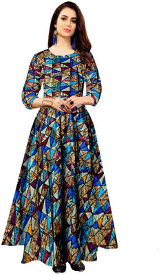 SILVER ORGANISATION Anarkali Gown(Blue)