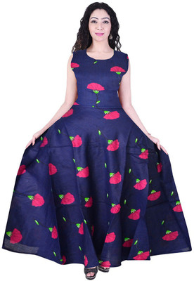 SILVER ORGANISATION Anarkali Gown(Blue)