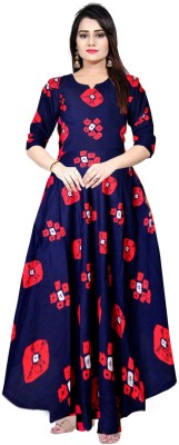 SILVER ORGANISATION Anarkali Gown(Red, Blue)