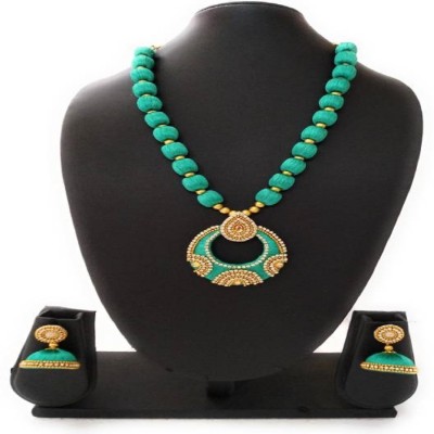 ambal Dori Green, White Jewellery Set(Pack of 1)