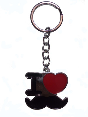 HOT CHOICE I Love Mustache black and red metal key chain Key Chain