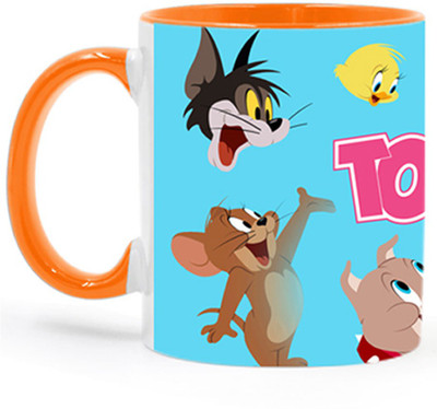 ARTBUG Tom and Jerry Cartoon -2145-Orange Ceramic Coffee Mug(350 ml)