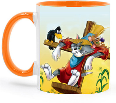 ARTBUG Tom and Jerry Cartoon -2144-Orange Ceramic Coffee Mug(350 ml)