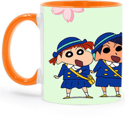 Ashvah Shinchan Cartoon -2027-Orange Ceramic Coffee Mug(350 ml)