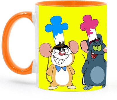 ARTBUG Pakdam Pakdai Cartoon -2049-Orange Ceramic Coffee Mug(350 ml)