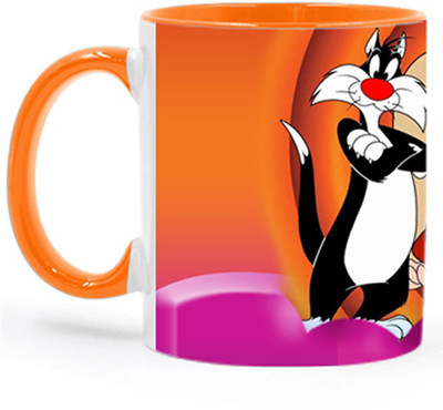 ARTBUG Shinchan Cartoon -2134-Orange Ceramic Coffee Mug(350 ml)