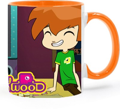 ARTBUG Sally Bollywood Cartoon -2150-Orange Ceramic Coffee Mug(350 ml)