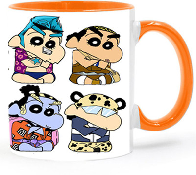 ARTBUG Shinchan Cartoon -2124-Orange Ceramic Coffee Mug(350 ml)