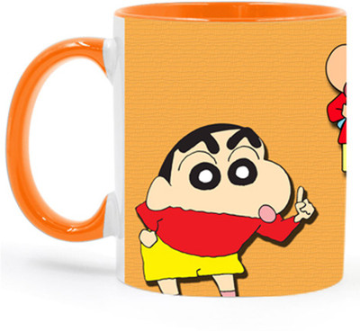 ARTBUG Shinchan Cartoon -2069-Orange Ceramic Coffee Mug(350 ml)