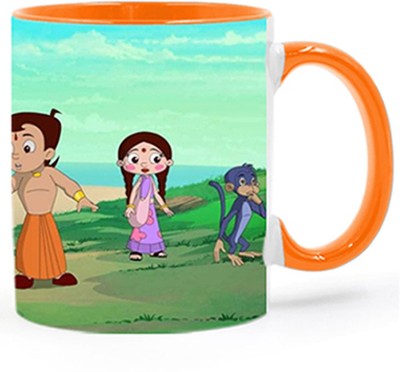 ARTBUG Chhota Bheem Cartoon -2205-Orange Ceramic Coffee Mug(350 ml)