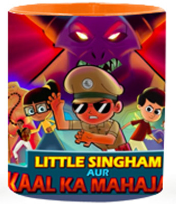 ARTBUG Little Singham Cartoon -2292-Orange Ceramic Coffee Mug(350 ml)