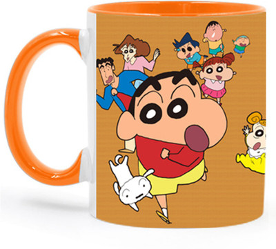 ARTBUG Shinchan Cartoon -2091-Orange Ceramic Coffee Mug(350 ml)
