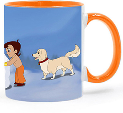 ARTBUG Chhota Bheem Cartoon -2199-Orange Ceramic Coffee Mug(350 ml)