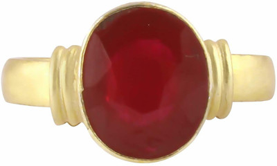 SR Swasti Retail 7.25 Ratti Natural Certified Ruby Manik Gemstone Panchdhatu Ring Brass Ruby Rhodium Plated Ring